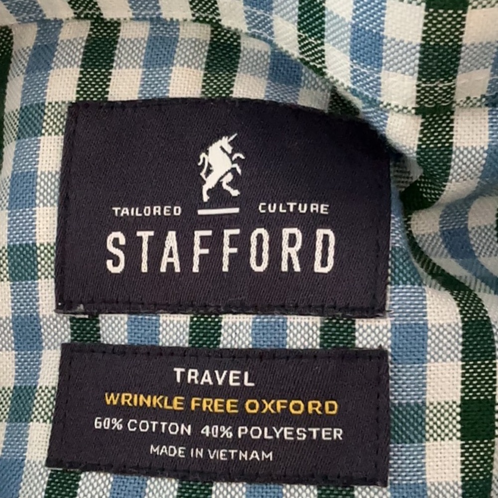 STRAFFORD TRAVEL WRINKLE FREE OXFORD LONG SLEEVE BUTTON DOWN SHIRT - Picture 6 of 6